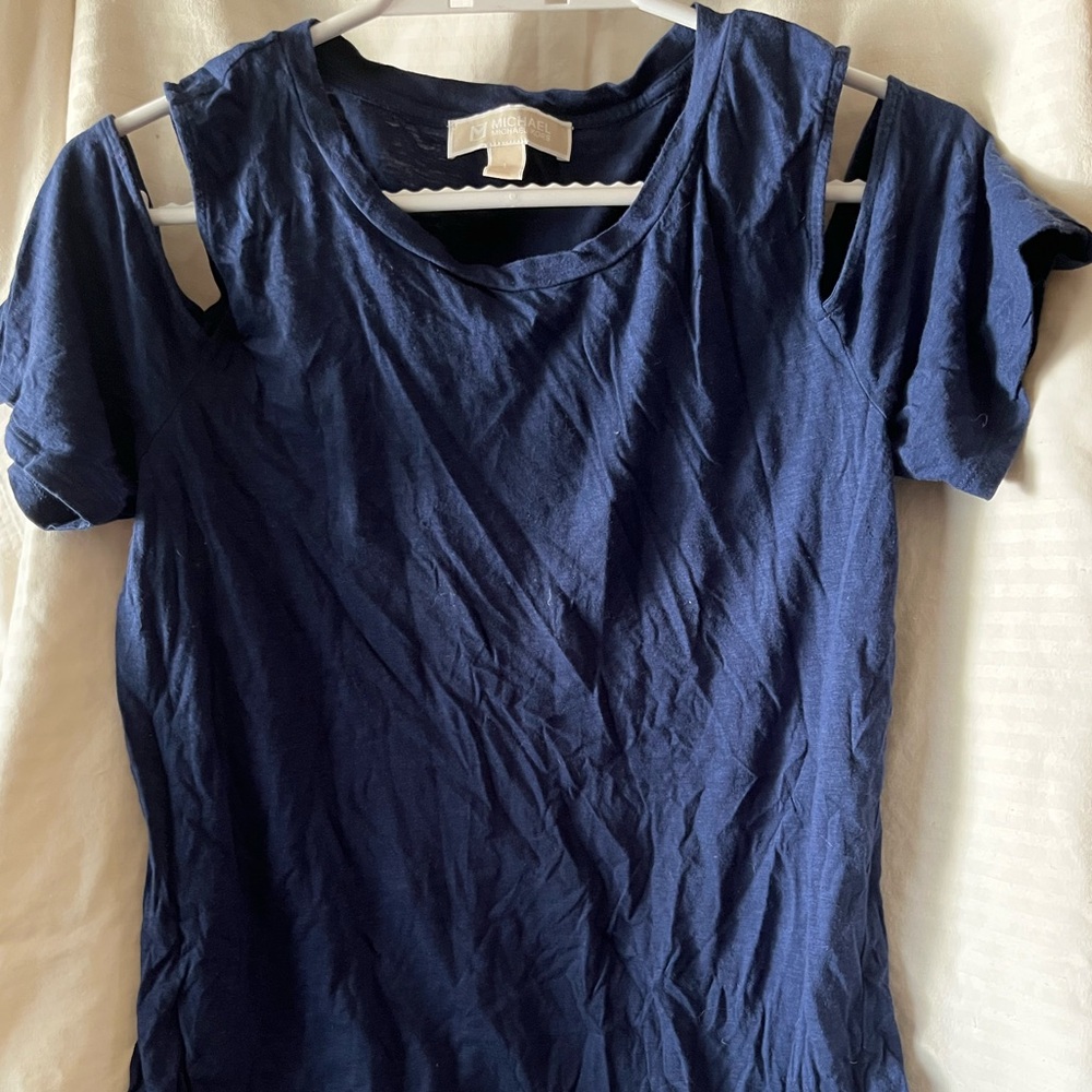 Michael Kors Dark Blue Cold Shoulder Tee